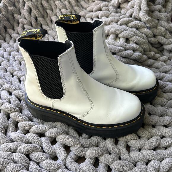 Dr. Martens Shoes - Dr Martens White Quad 2976 Platform Chelsea Boots Women 8 Men 7 UK 6 Grunge Goth